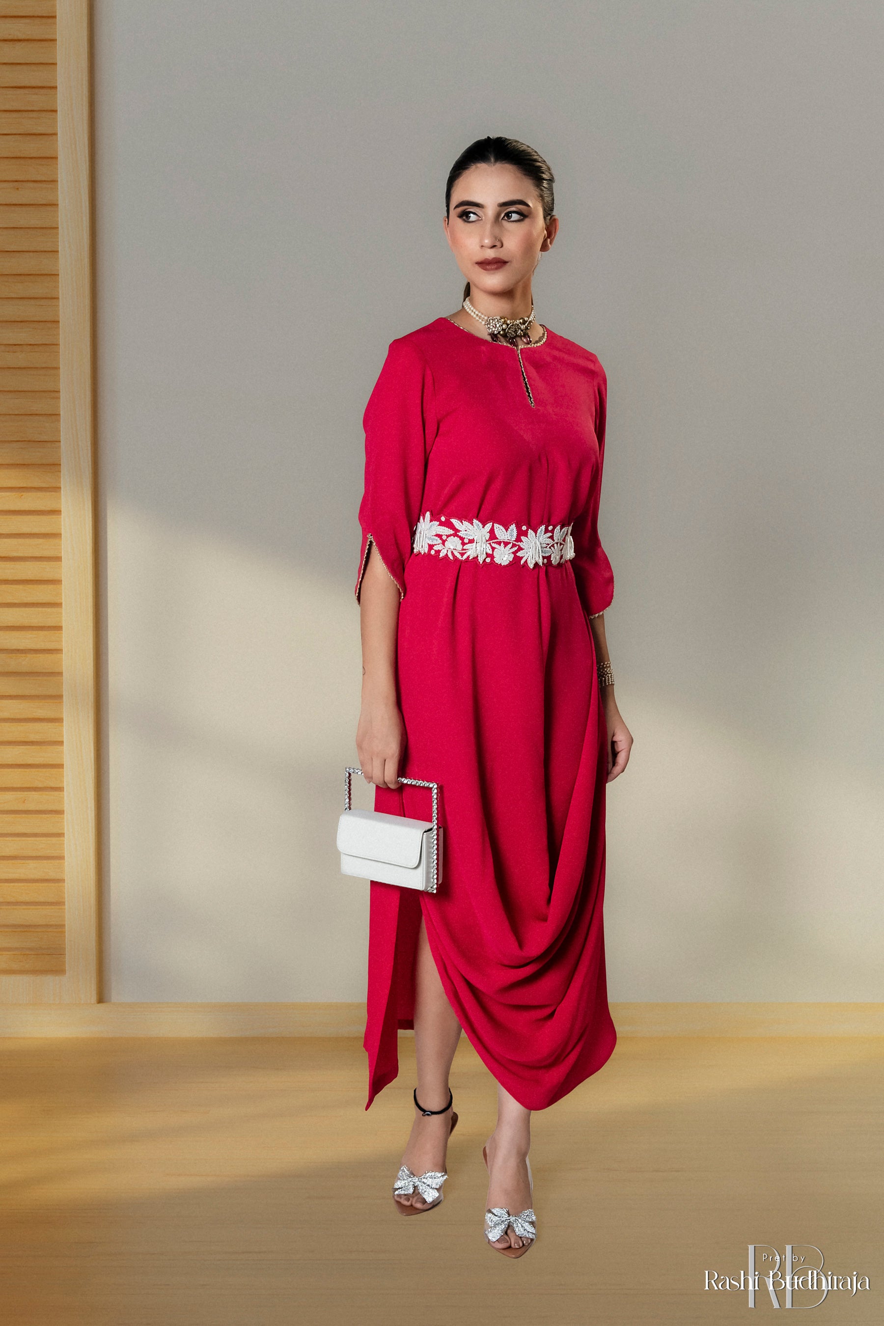 Adah - Magenta Cowl Fusion Dress