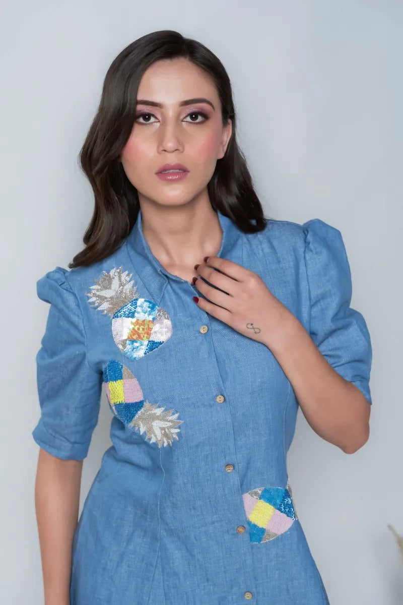 Ananas Midi Denim Dress