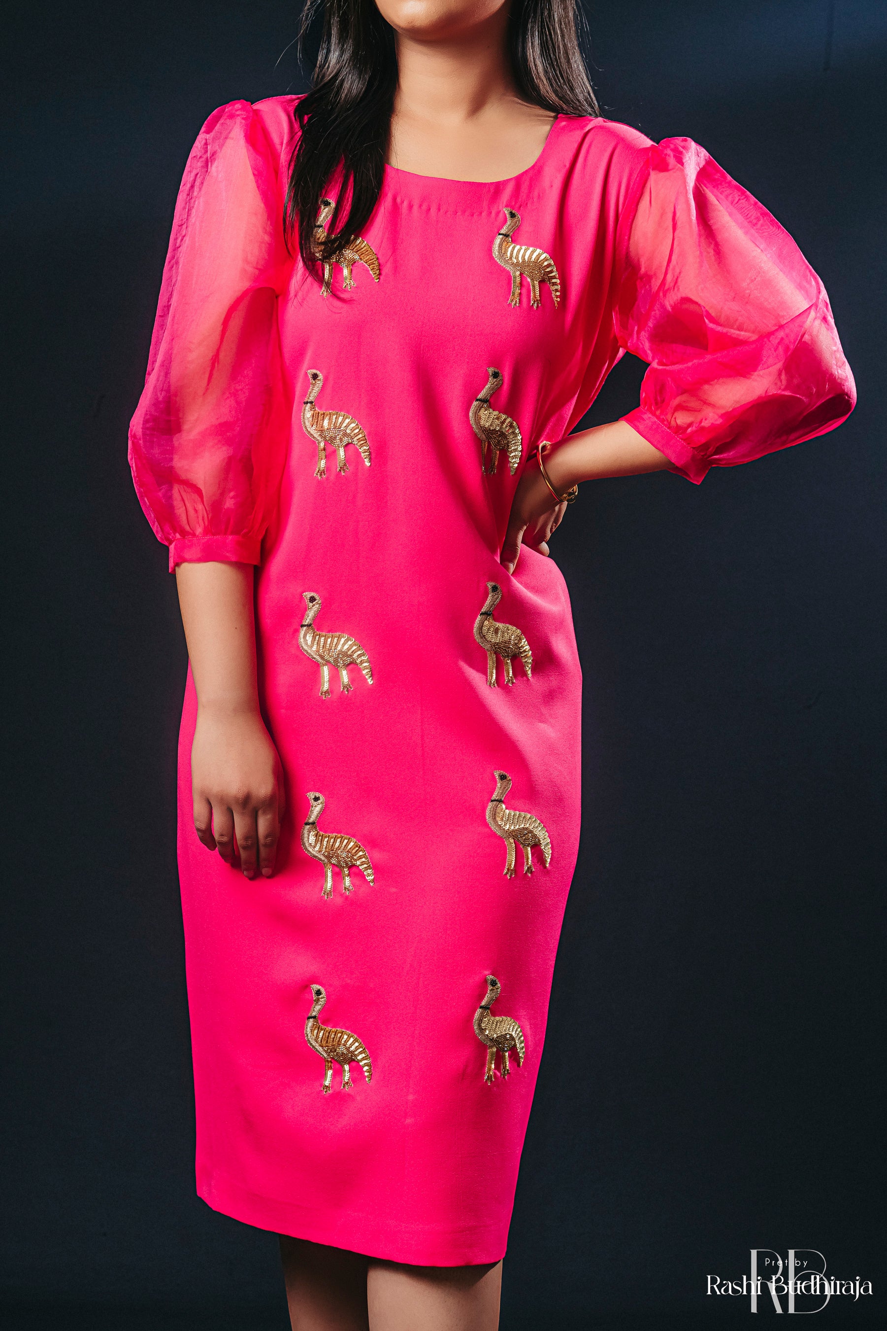 Ostrich Hot Pink Dress