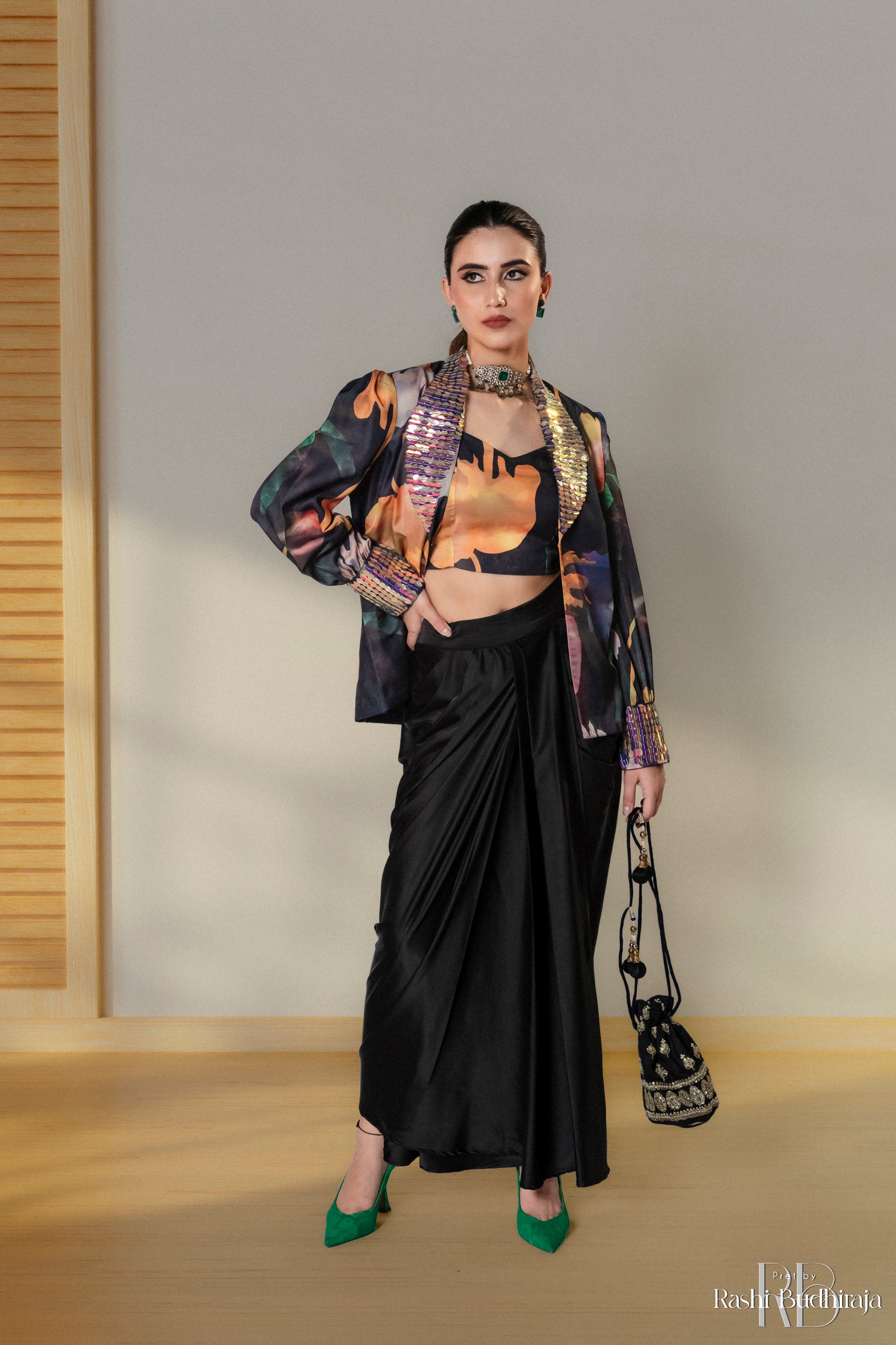 Abigail - Black Forest Fusion Dhoti outfit