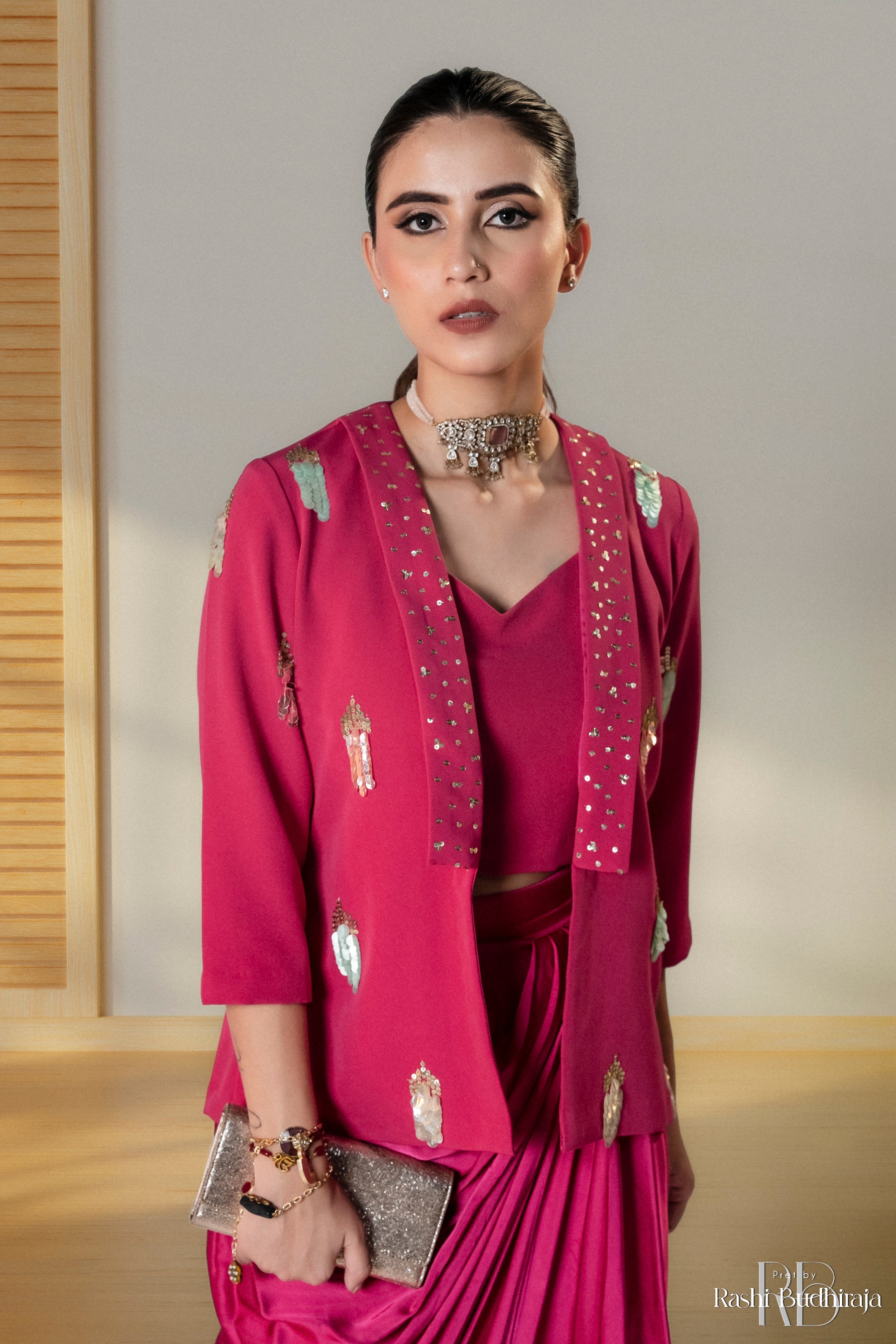 Abigail - Magenta Fusion Dhoti outfit