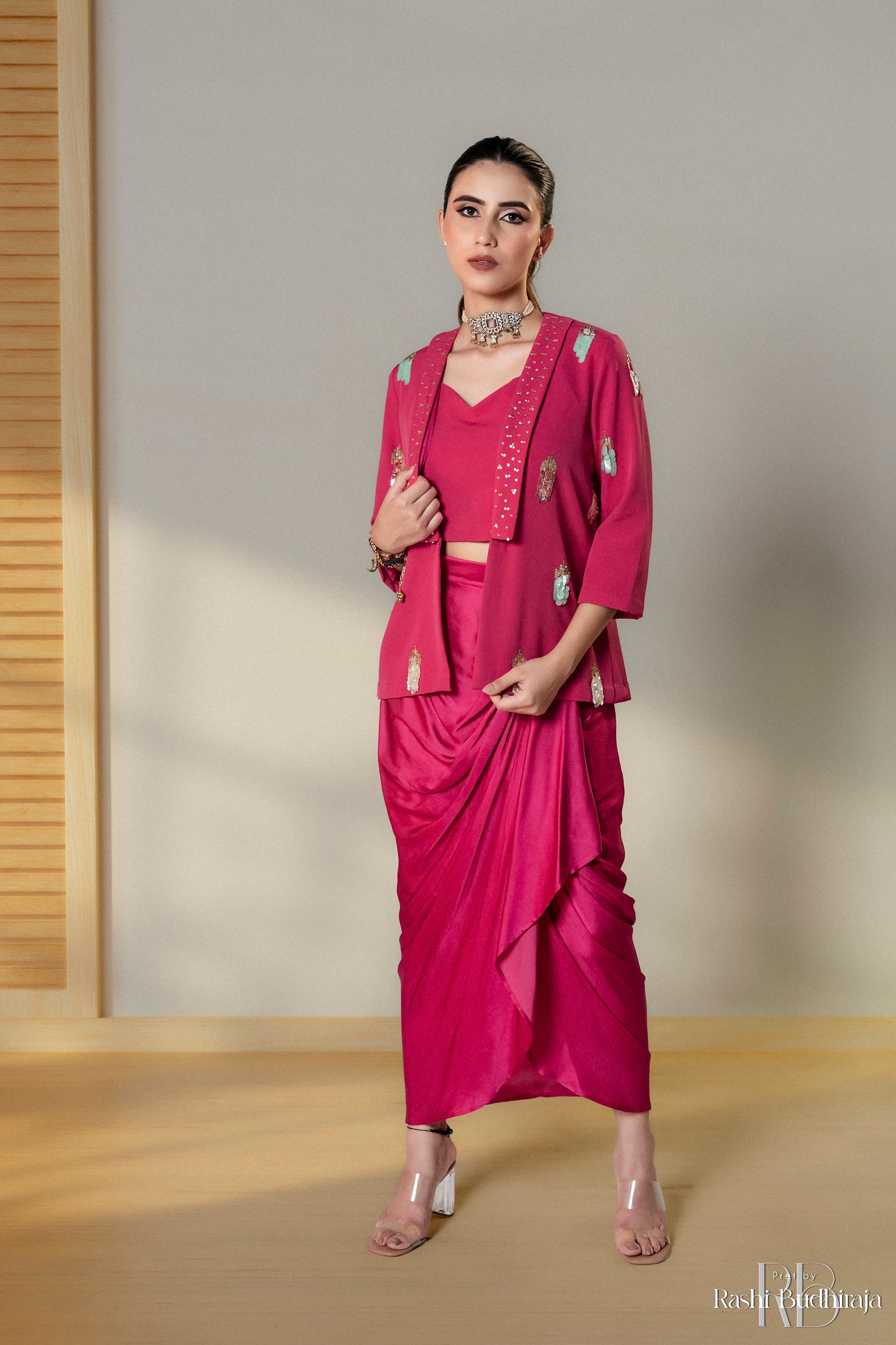 Abigail - Magenta Fusion Dhoti outfit